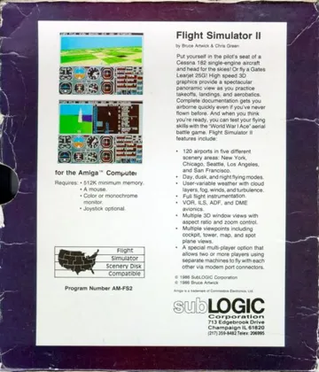 Flight Simulator II box cover back